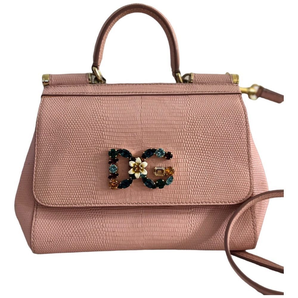 Dolce & Gabbana Miss Sicily Bag Lizard Embossed Leather Medium